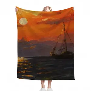 Beautiful Sunset On The Sea Flannel Blanket (Multi-Size, Vertical)