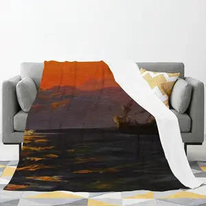 Beautiful Sunset On The Sea Flannel Blanket (Multi-Size, Vertical)