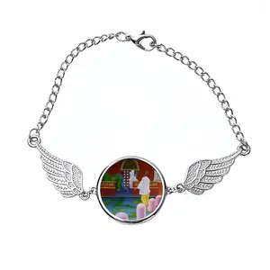 Her Wait Was Over Winged Circular Bracelet