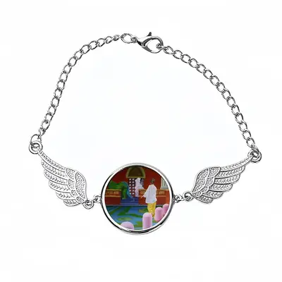 Her Wait Was Over Winged Circular Bracelet