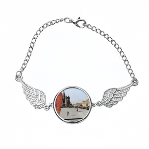 Lady In Red Square Winged Circular Bracelet