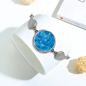 Blue Dahlia Winged Circular Bracelet