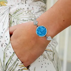 Blue Dahlia Winged Circular Bracelet