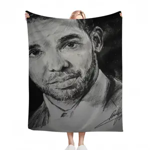 Aubrey Drake Graham Portrait Flannel Blanket (Multi-Size, Vertical)