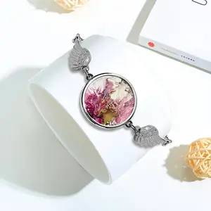 Raspberry Bloom Winged Circular Bracelet