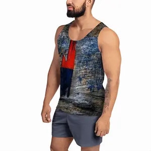 Men Blue White Red Sports Vest