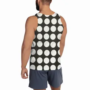 Men White Circles On Black Sports Vest