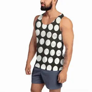 Men White Circles On Black Sports Vest