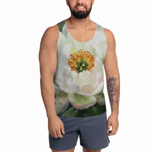 Men White Peony Sports Vest