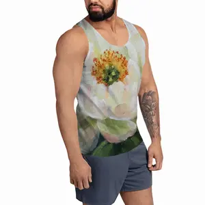 Men White Peony Sports Vest