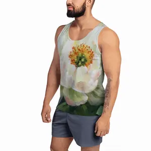 Men White Peony Sports Vest