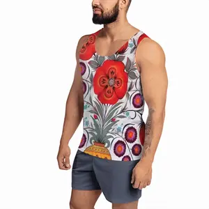 Men Poppy Flowers In A Pot Sports Vest