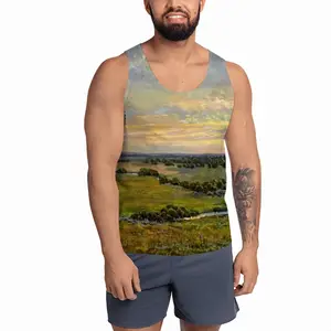 Men Plain River Landscape Sports Vest