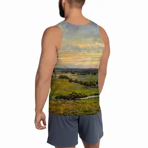 Men Plain River Landscape Sports Vest