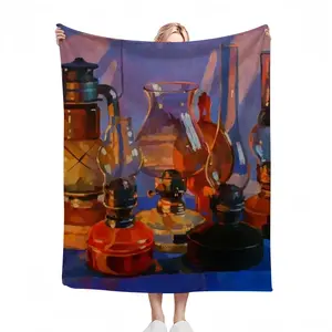 Still Life With Kerosene Lamps Flannel Blanket (Multi-Size, Vertical)