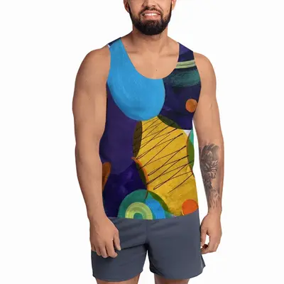 Men Blue And Green Modern Sports Vest