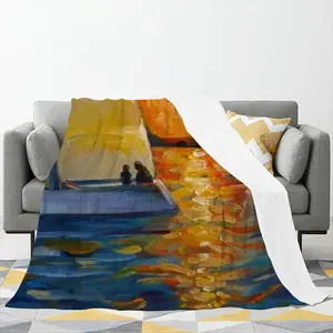 Sailboat In The Sunset Flannel Blanket (Multi-Size, Vertical)