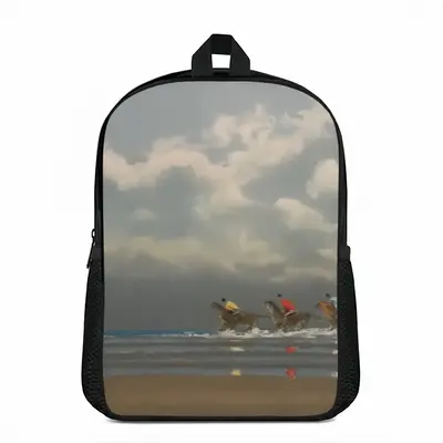 Beach With Riders Double layer Schoolbag