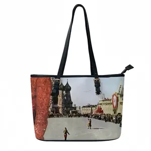 Lady In Red Square Leather Lady's Handbag