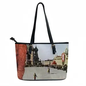 Lady In Red Square Leather Lady's Handbag