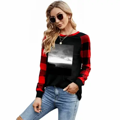 Women Sun Spot From Dunnet Head Round Neck Plaid Long-Sleeved T-Shirt