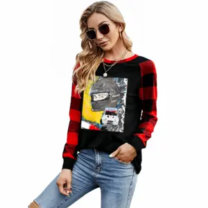 Women No Risk No Drift - Sport Auto Formula One Man People Round Neck Plaid Long-Sleeved T-Shirt