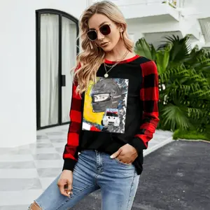 Women No Risk No Drift - Sport Auto Formula One Man People Round Neck Plaid Long-Sleeved T-Shirt