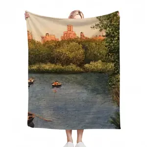 Boats In Central Park Flannel Blanket (Multi-Size, Vertical)