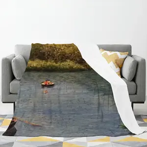 Boats In Central Park Flannel Blanket (Multi-Size, Vertical)