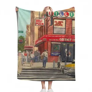 Billiards On 34Th St New York City Flannel Blanket (Multi-Size, Vertical)