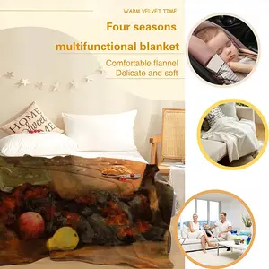 Ceramic Tableware Flannel Blanket (Multi-Size, Vertical)