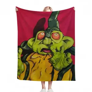 Green Alien Wizard Flannel Blanket (Multi-Size, Vertical)