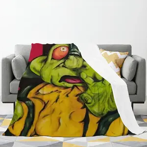 Green Alien Wizard Flannel Blanket (Multi-Size, Vertical)