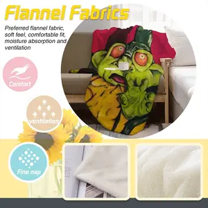 Green Alien Wizard Flannel Blanket (Multi-Size, Vertical)