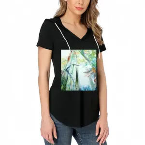 Women The Monkey King Sitting On A Tree Watching The Sun V-tie cap Short Sleeve T-Shirt