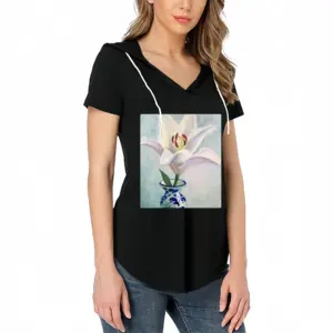 Women Lily V-tie cap Short Sleeve T-Shirt