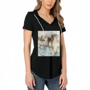 Women Still Life 3 V-tie cap Short Sleeve T-Shirt