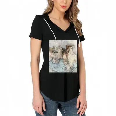 Women Still Life 3 V-tie cap Short Sleeve T-Shirt