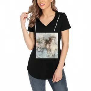 Women Still Life 3 V-tie cap Short Sleeve T-Shirt