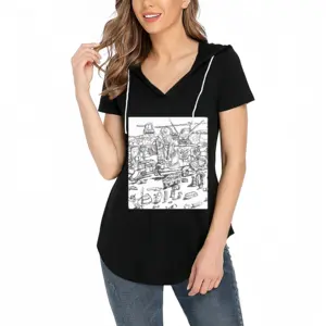 Women Battleground V-tie cap Short Sleeve T-Shirt