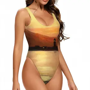 Women Gold Sea Sunset One Piece Swimsuit