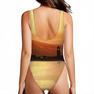 Women Gold Sea Sunset One Piece Swimsuit