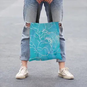 Turquoise Peony Shopping Bag (Polyester)