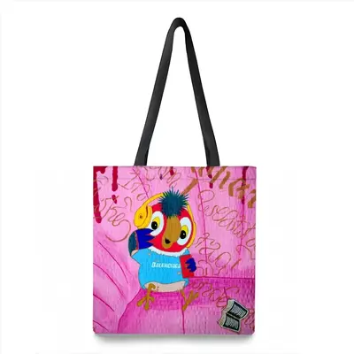 Fashionista - Bird Animals Pink Yellow Balenciaga Shopping Bag (Polyester)