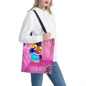 Fashionista - Bird Animals Pink Yellow Balenciaga Shopping Bag (Polyester)