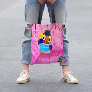 Fashionista - Bird Animals Pink Yellow Balenciaga Shopping Bag (Polyester)