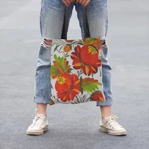 Orange Flower Shopping Bag (Polyester)