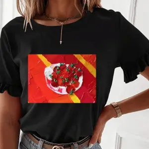 Cherry Tomatoes Ruffled Short Sleeve T-Shirt