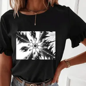 Feathers Ruffled Short Sleeve T-Shirt