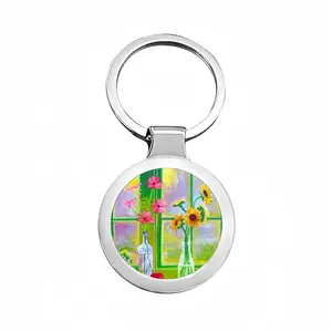 Flowers By The Window Circular Keychain